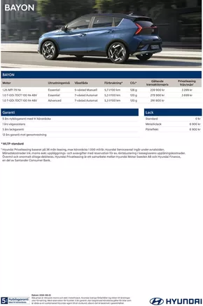 Hyundai-katalog i Nybygget (Stockholm) | Hyundai Prislista BAYON | 2024-09-11T00:00:00.000Z - 2025-09-11T00:00:00.000Z