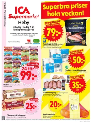 ICA Supermarket-katalog i Heby | Aktuella fynd och erbjudanden | 2025-03-10T00:00:00.000Z - 2025-03-16T00:00:00.000Z