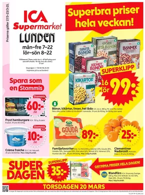 ICA Supermarket-katalog i Stallarholmen | Fantastiskt erbjudande för fyndjägare | 2025-03-17T00:00:00.000Z - 2025-03-25T00:00:00.000Z