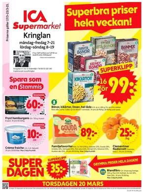 ICA Supermarket-katalog i Söderby (Ekerö) | Fantastiska rabatter på utvalda produkter | 2025-03-17T00:00:00.000Z - 2025-03-23T00:00:00.000Z