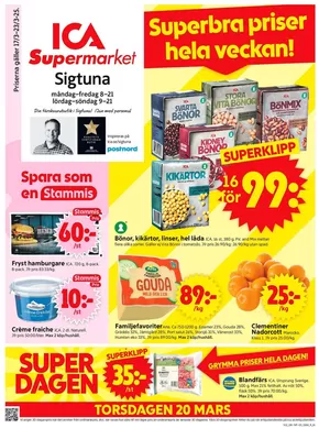 ICA Supermarket-katalog i Bro | Fantastiskt erbjudande för alla kunder | 2025-03-17T00:00:00.000Z - 2025-03-23T00:00:00.000Z