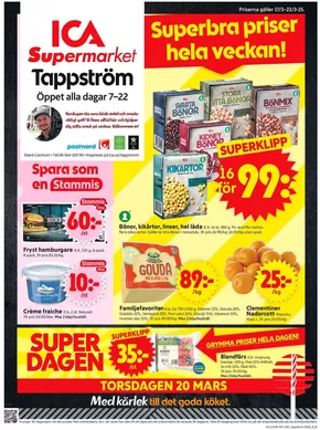 ICA Supermarket-katalog i Söderby (Ekerö) | Aktuella fynd och erbjudanden | 2025-03-17T00:00:00.000Z - 2025-03-23T00:00:00.000Z